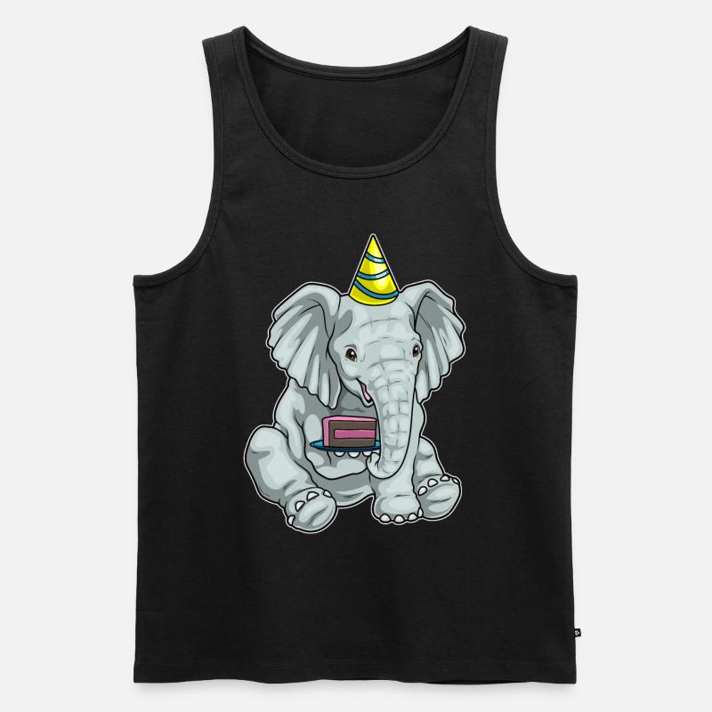 Elefant Kuchen - Männer Premium Bio Tank Top - Schwarz