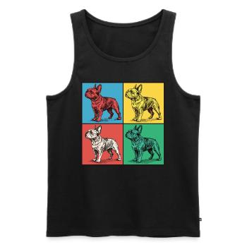 Französische Bulldogge Pop-Art Design - Männer Premium Bio Tank Top - Schwarz - Vorne - AI Model Male 178 light (178cm)