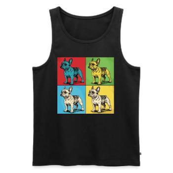 Französische Bulldogge Pop-Art Design - Männer Premium Bio Tank Top - Schwarz - Vorne - AI Model Male 178 light (178cm)