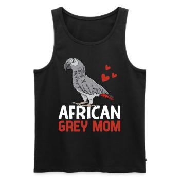 Gris Africain Maman Perroquet Maman Perroquet Oiseau Femme - Débardeur bio Premium Homme - noir - Devant - Michal (187cm)