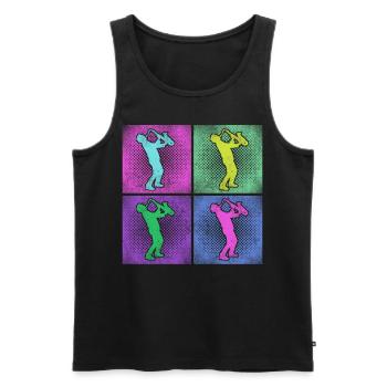 Saxophone Rétro Années 80 Années 90 Vintage - Débardeur bio Premium Homme - noir - Devant - Michal (187cm)