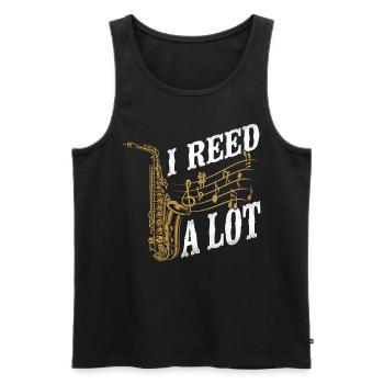 Saxophone Pun I Reed A Lot - Men's Premium Organic Tank Top - black - Front - AI Model Male 178 light (178cm)