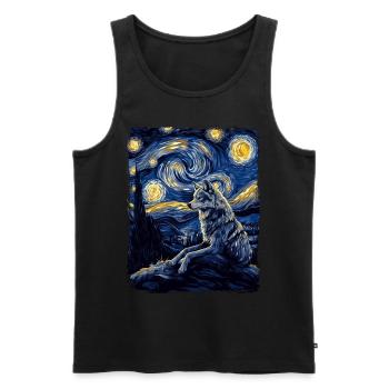 Wolf Kojote Wildes Tier Sternenhimmel Malerei - Männer Premium Bio Tank Top - Schwarz - Vorne - AI Model Male 178 light (178cm)