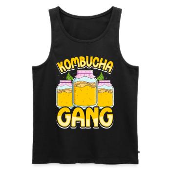 Boissons fermentées Kombucha Scoby - Débardeur bio Premium Homme - noir - Devant - AI Model Male 178 light (178cm)