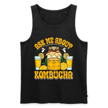 Boissons fermentées Kombucha Scoby - Débardeur bio Premium Homme - noir - Devant - AI Model Male 178 light (178cm)