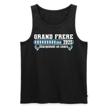 Grand Frère 2025 Cadeau Annonce Naissance 2025 - Débardeur bio Premium Homme - noir - Devant - Michal (187cm)