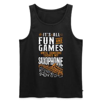 Saxophones It's All Fun And Games - Men's Premium Organic Tank Top - black - Front - Michal (187cm)