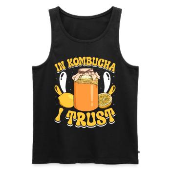 Boissons fermentées Kombucha Scoby - Débardeur bio Premium Homme - noir - Devant - AI Model Male 178 light (178cm)