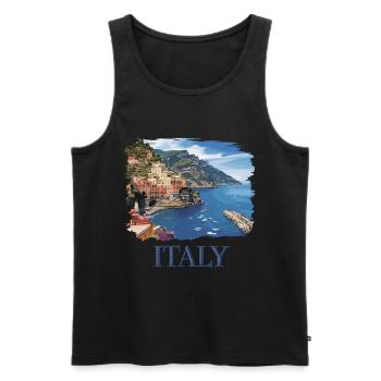 Ich Muss Gar Nix Ich Muss Nur Nach Italien - Männer Premium Bio Tank Top - Schwarz - Vorne - Michal (187cm)