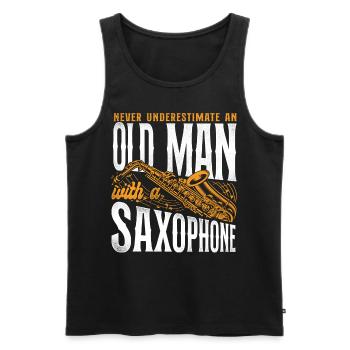 Saxophone Never Underestimate An - Männer Premium Bio Tank Top - Schwarz - Vorne - Michal (187cm)