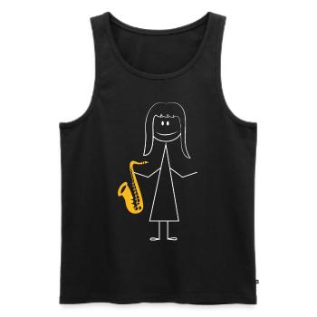 Saxophone Saxophone Girl - Men's Premium Organic Tank Top - black - Front - Michal (187cm)