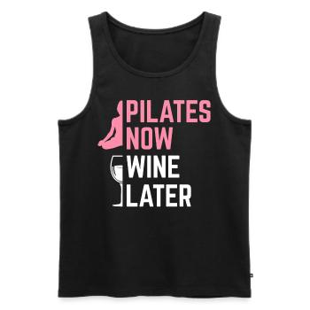 Pilates Now Wine Later Instructeur Yoga Exercice - Débardeur bio Premium Homme - noir - Devant - Michal (187cm)