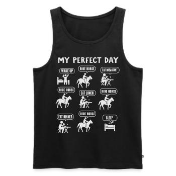 My Perfect Day Junge Pferde reiten - Männer Premium Bio Tank Top - Schwarz - Vorne - AI Model Male 178 light (178cm)