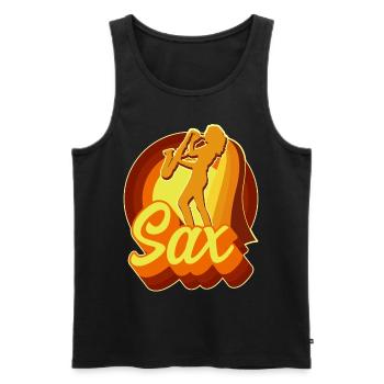 Saxophone Retro Vintage 70s Sax - Männer Premium Bio Tank Top - Schwarz - Vorne - AI Model Male 178 light (178cm)