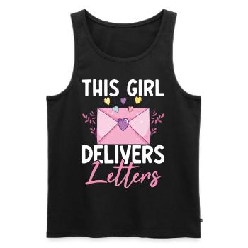 This Girl Delivers Letters Weibliche - Männer Premium Bio Tank Top - Schwarz - Vorne - AI Model Male 178 light (178cm)