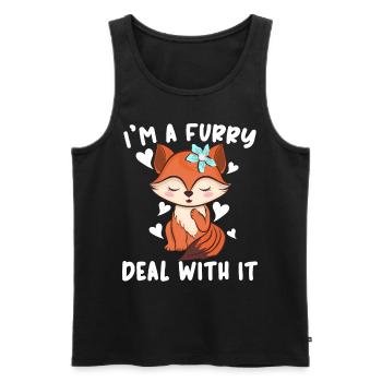Je suis un accord furry avec ça Furry Fandom Fursona - Débardeur bio Premium Homme - noir - Devant - AI Model Male 178 light (178cm)