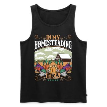Tiny House en permaculture à l’époque de mon homesteading - Débardeur bio Premium Homme - noir - Devant - AI Model Male 178 light (178cm)