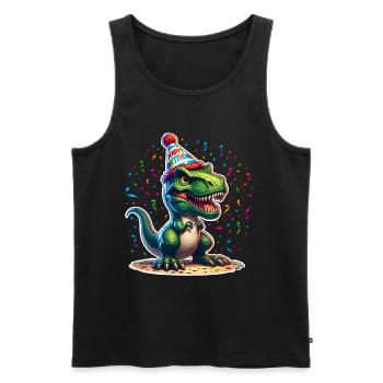 Dinosaure Anniversaire Dino T Rex - Débardeur bio Premium Homme - noir - Devant - Michal (187cm)