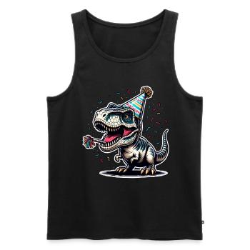 Dinosaure Anniversaire Dino T Rex - Débardeur bio Premium Homme - noir - Devant - Michal (187cm)