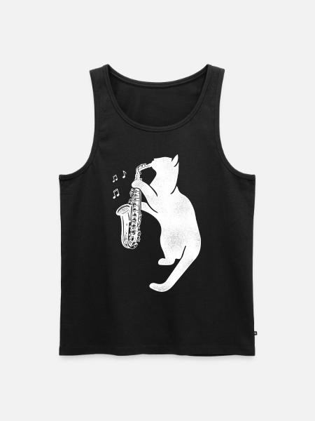 Saxophone Cat - Men's Premium Organic Tank Top - black