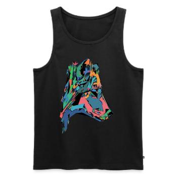 Buntes Hunde Gesicht - Männer Premium Bio Tank Top - Schwarz - Vorne - Michal (187cm)