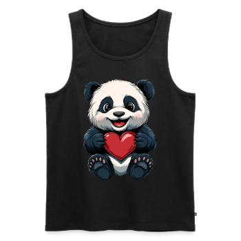 Cute Panda with Heart - Love Design - Men's Premium Organic Tank Top - black - Front - AI Model Male 178 light (178cm)