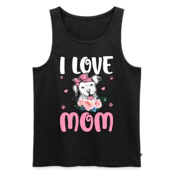 Ich liebe Mama Pitbull Mama Tattoo - Männer Premium Bio Tank Top - Schwarz - Vorne - Michal (187cm)