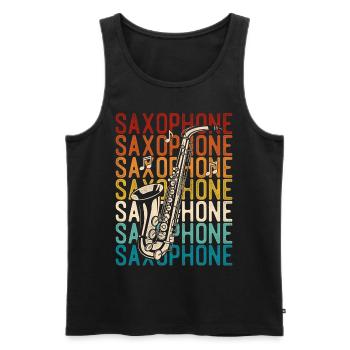 Saxophone Retro Vintage Saxophone - Männer Premium Bio Tank Top - Schwarz - Vorne - Michal (187cm)