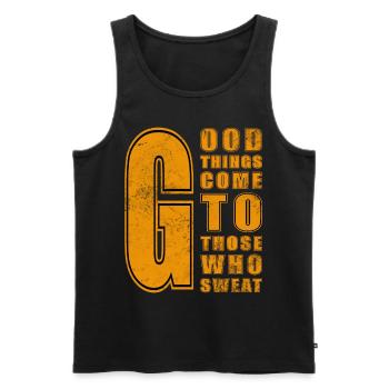 good things come to those who sweat funny shirt - Men's Premium Organic Tank Top - black - Front - AI Model Male 178 light (178cm)