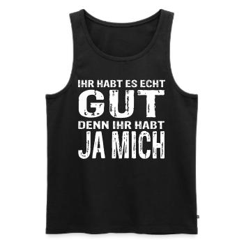 Un design amusant - vous l’avez vraiment bien - Débardeur bio Premium Homme - noir - Devant - Michal (187cm)