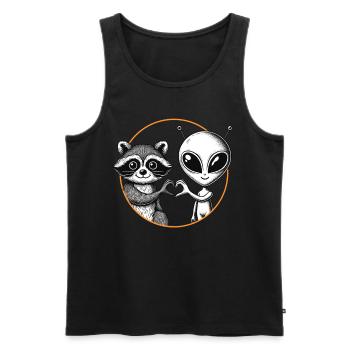 Raccoon, Alien, Heart Hand, Love - Men's Premium Organic Tank Top - black - Front - AI Model Male 178 light (178cm)