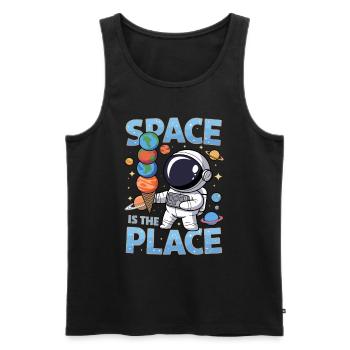 Niedlicher Astronaut mit Eiscream aus Planeten - Männer Premium Bio Tank Top - Schwarz - Vorne - Michal (187cm)