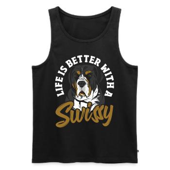 Das Leben ist besser mit einem Swissy - Männer Premium Bio Tank Top - Schwarz - Vorne - Michal (187cm)