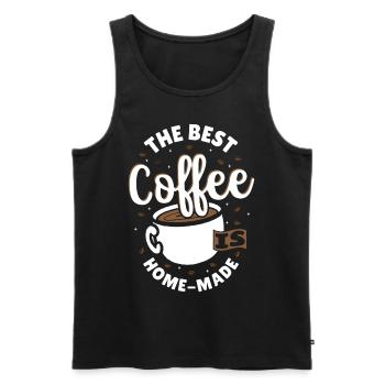 Café en grains Café artisanal Café Barista à domicile - Débardeur bio Premium Homme - noir - Devant - Michal (187cm)