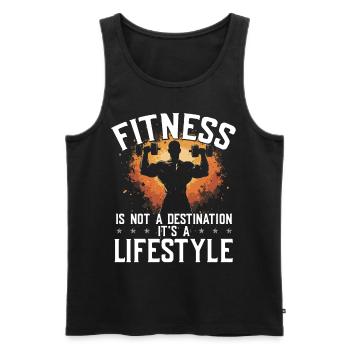 Fitness Ist Kein Reiseziel, Es Ist Ein Lifestyle - Männer Premium Bio Tank Top - Schwarz - Vorne - Michal (187cm)