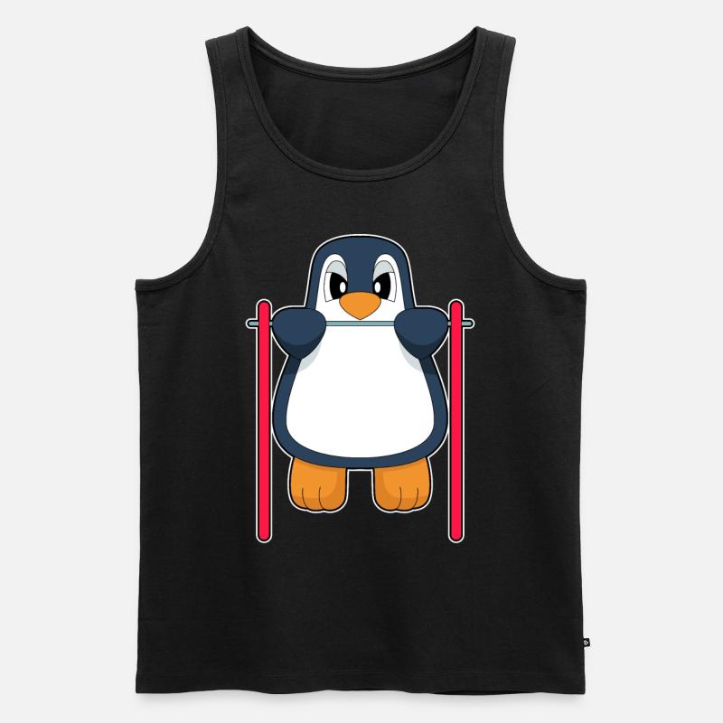 Penguin Bodybuilder Pull-ups - Men's Premium Organic Tank Top - black