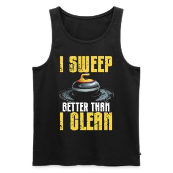 Curling, Curling, Curling, Curling, Curling - Men's Premium Organic Tank Top - black - Front - AI Model Male 178 light (178cm)