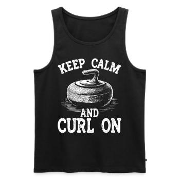 Curling, Curling, Curling, Curling, Curling - Men's Premium Organic Tank Top - black - Front - AI Model Male 178 light (178cm)