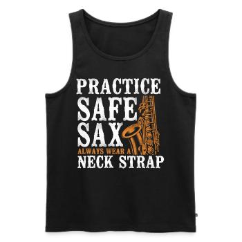 Saxophones Pun Practice Safe Sax - Men's Premium Organic Tank Top - black - Front - Michal (187cm)