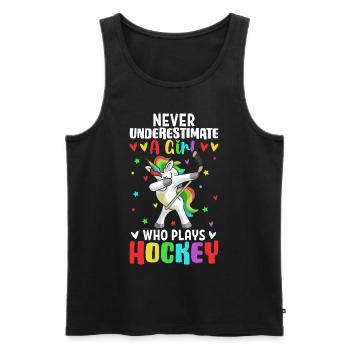 Une fille qui joue au hockey Joueuse de hockey - Débardeur bio Premium Homme - noir - Devant - Michal (187cm)