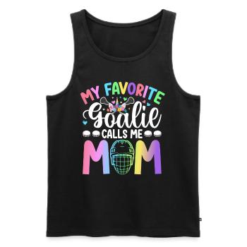 Mon gardien de but préféré m’appelle maman joueuse de hockey maman - Débardeur bio Premium Homme - noir - Devant - AI Model Male 178 light (178cm)