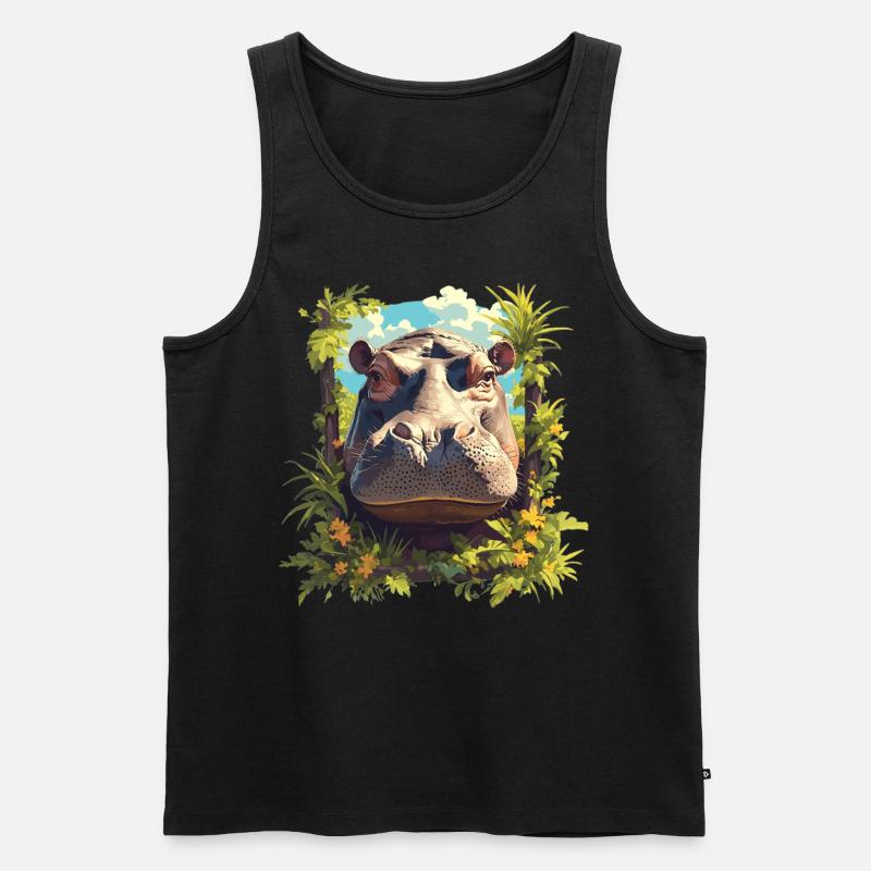 Nilpferd Flußpferd - Männer Premium Bio Tank Top - Schwarz