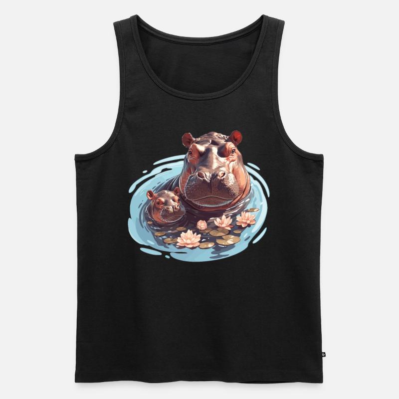 Nilpferd Flußpferd - Männer Premium Bio Tank Top - Schwarz