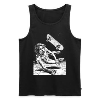 Shirt Design: Actionreicher Skateboard-Sturz - Männer Premium Bio Tank Top - Schwarz - Vorne - AI Model Male 178 light (178cm)