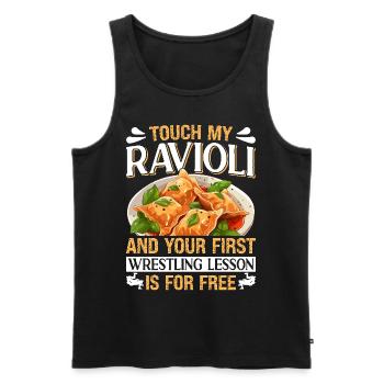 Hands off my ravioli motif - Men's Premium Organic Tank Top - black - Front - Michal (187cm)