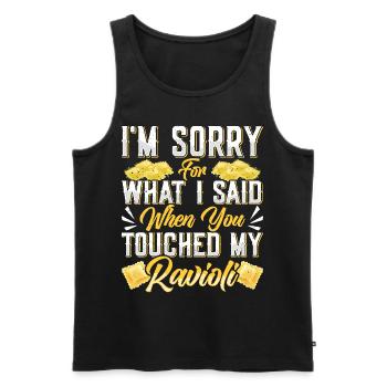 Hands off my ravioli motif - Men's Premium Organic Tank Top - black - Front - Michal (187cm)