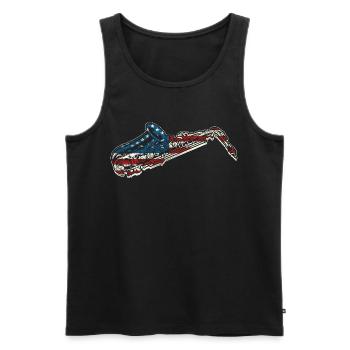 Saxophones American Flag - Men's Premium Organic Tank Top - black - Front - Michal (187cm)