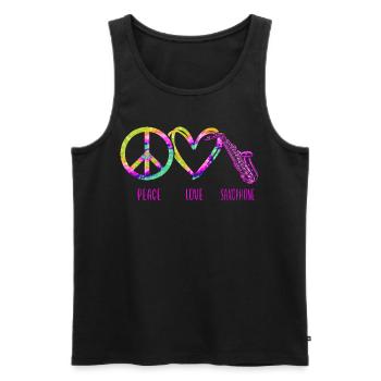 Saxophone Tie Dye Peace Love - Männer Premium Bio Tank Top - Schwarz - Vorne - Michal (187cm)