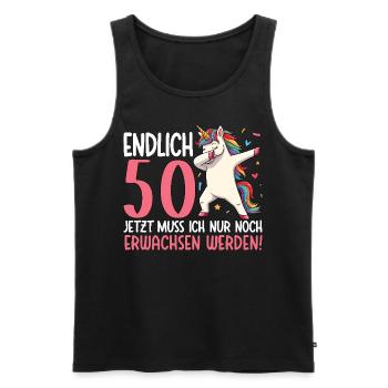 Finally 50 Now just growing up - Men's Premium Organic Tank Top - black - Front - AI Model Male 178 light (178cm)