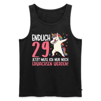 Finally 29 Now just growing up - Men's Premium Organic Tank Top - black - Front - AI Model Male 178 light (178cm)